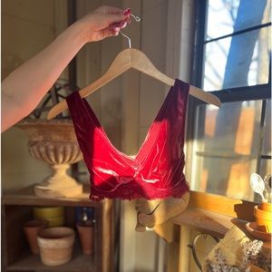Red Velvet and Lace Bralette